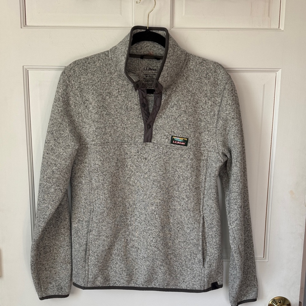 L.L. Bean Women's Quarter Snap Sweater in Light Gray (Mens)